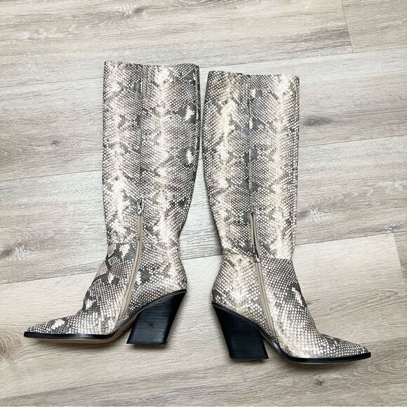 Dolce Vita Snake Print Knee High Block Heel Zip Boots Womens Size 7 - Picture 2 of 9
